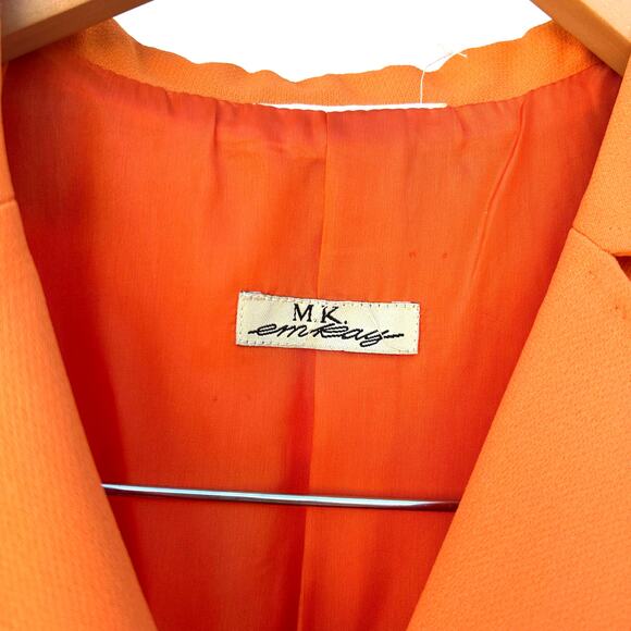 M. K. Em Kaye Vintage Bright Orange Blazer 1970s Size 4 Mod Jacket Colorful - Picture 3 of 10